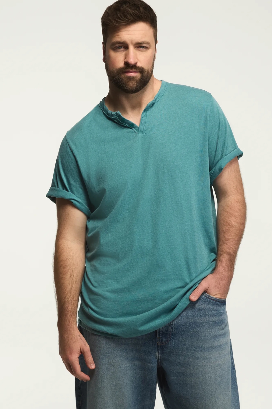 BIG & TALL VENICE BURNOUT NOTCH NECK TEE, image 1