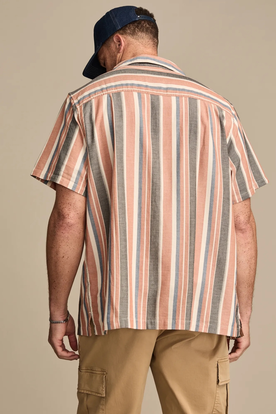 BIG & TALL STRIPED SHORT SLEEVE CAMP COLLAR SHIRT, image 5