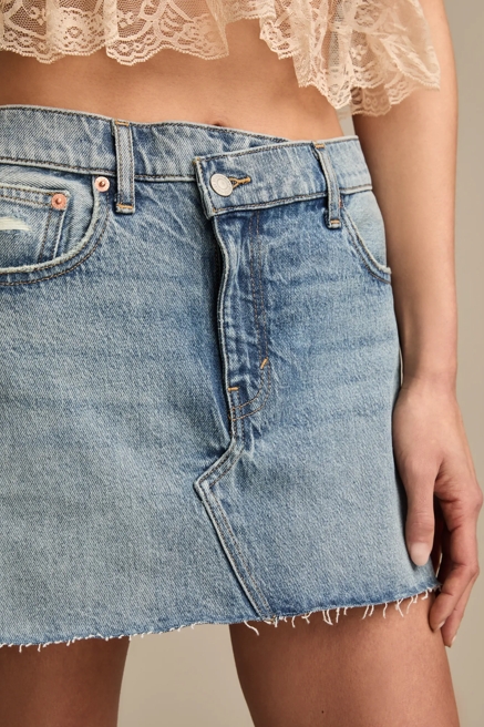 DENIM CROSS OVER MINI SKIRT, image 4