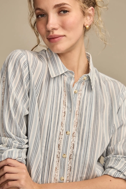 LACE TRIMMED BUTTON DOWN SHIRT, image 2