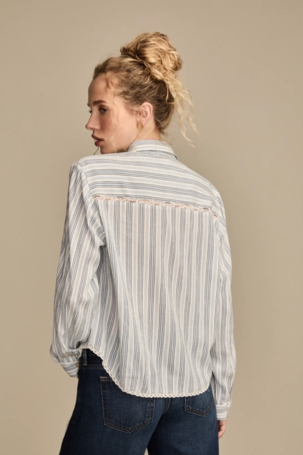 LACE TRIMMED BUTTON DOWN SHIRT, image 3