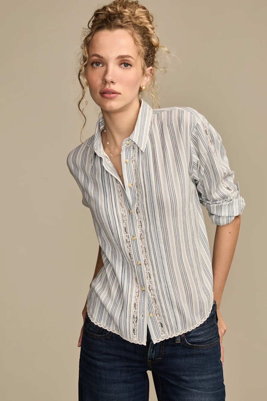 LACE TRIMMED BUTTONDOWN SHIRT, image 6