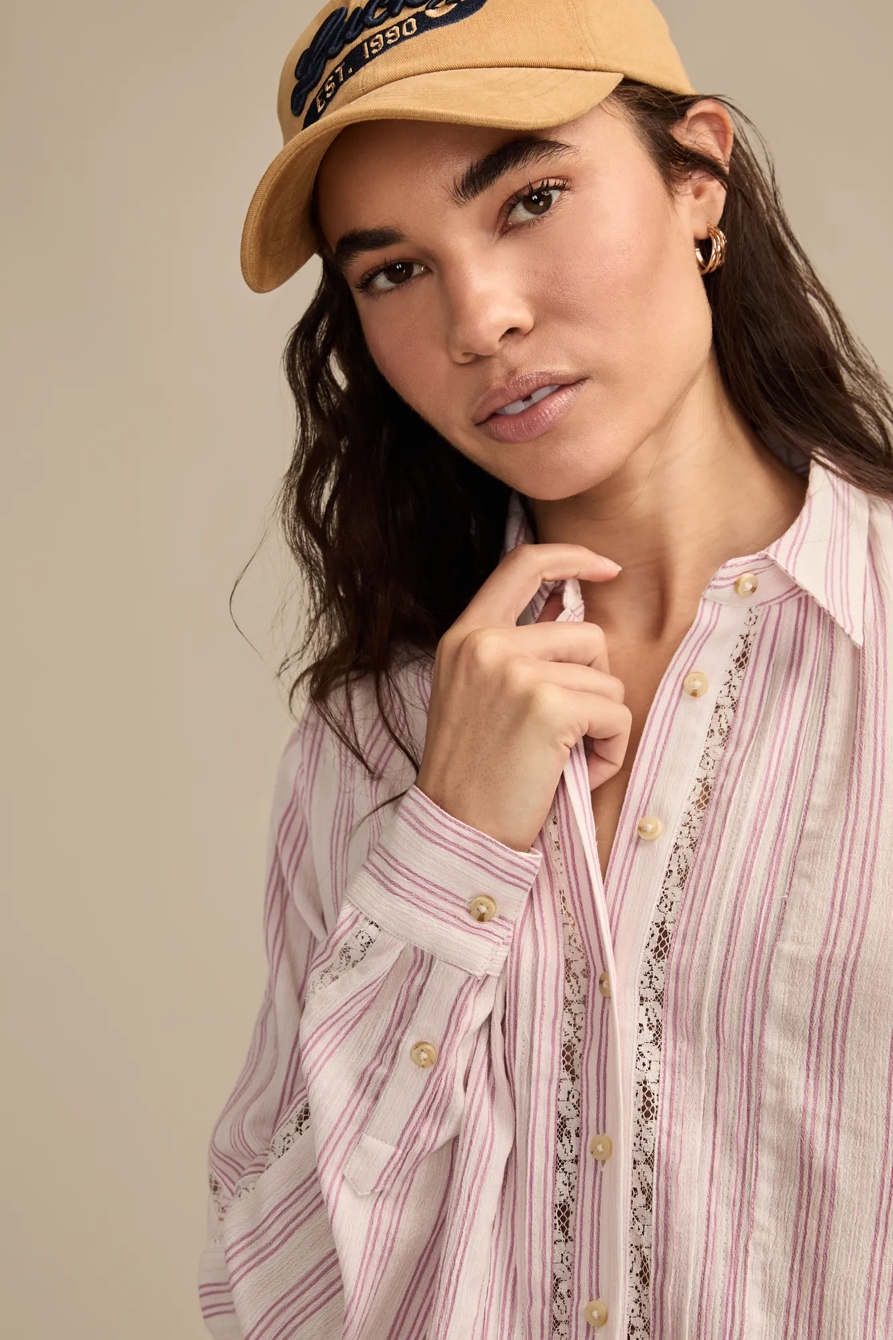 LACE TRIMMED BUTTONDOWN SHIRT, image 2
