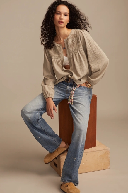 PEASANT BUTTON DOWN BLOUSE, image 1