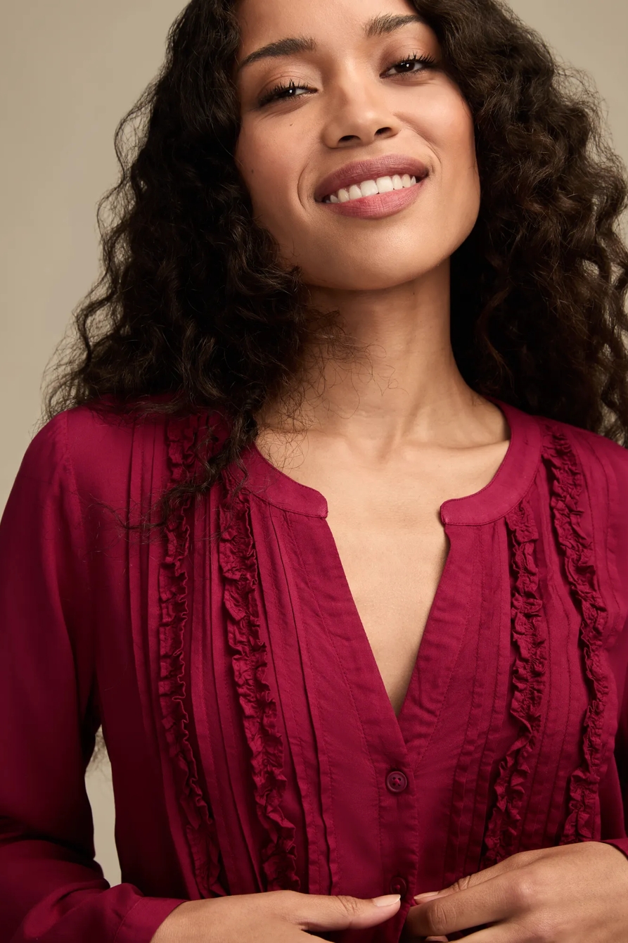 RUFFLE TUXEDO BLOUSE, image 2