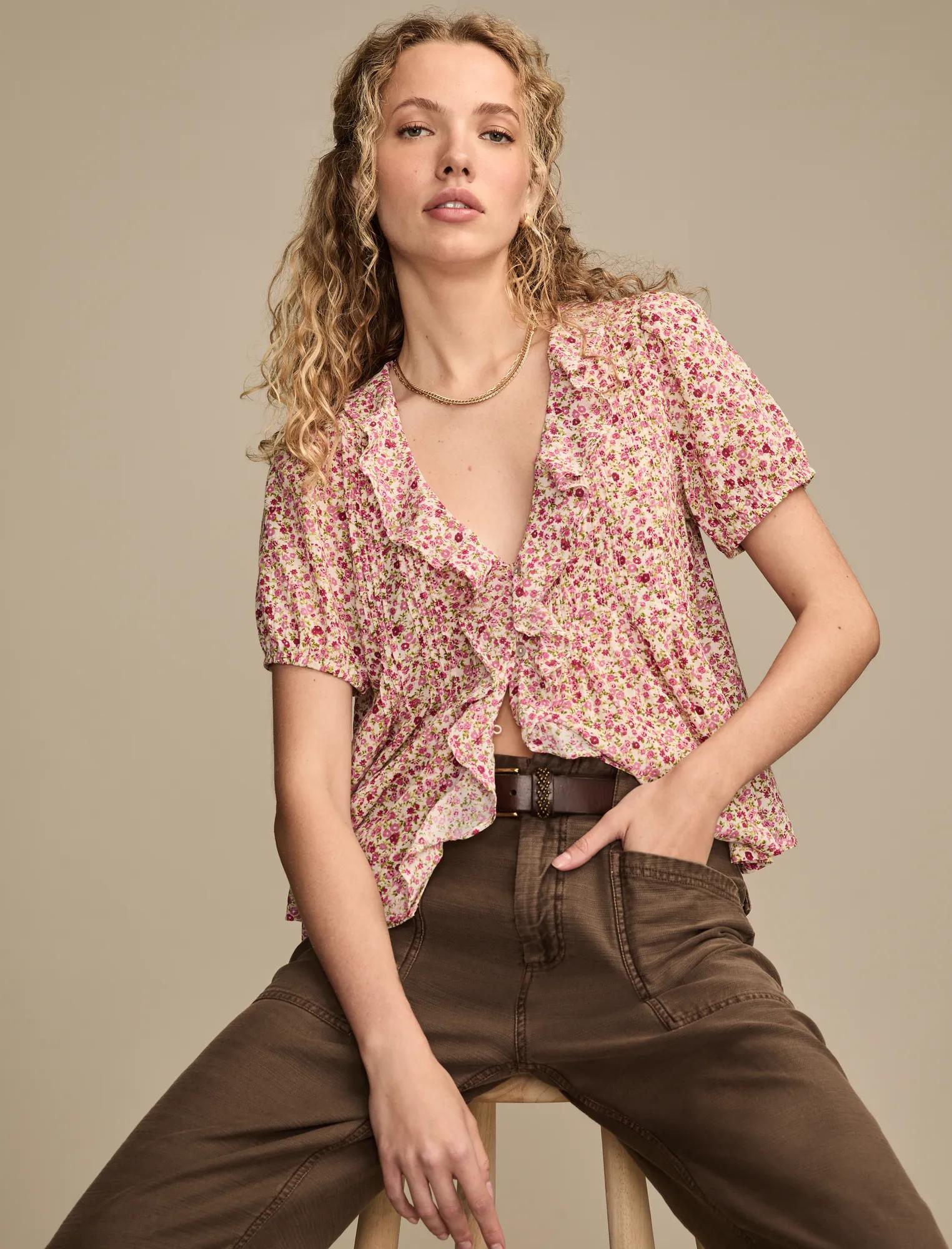 treat urself Twist Flare Pintuck Blouse