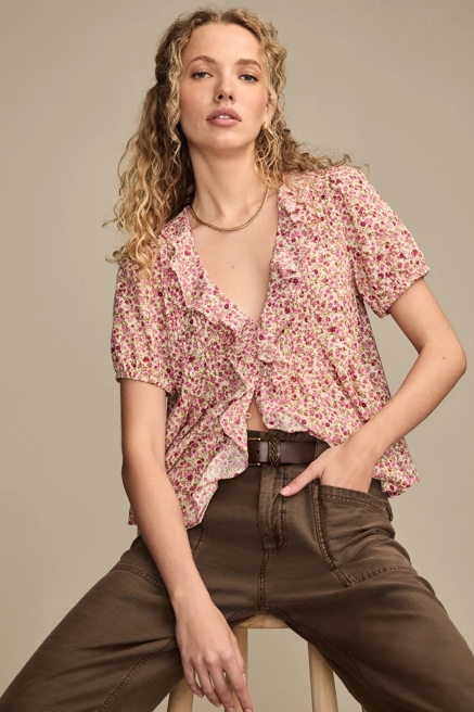 PRINTED PINTUCK BLOUSE, image 1