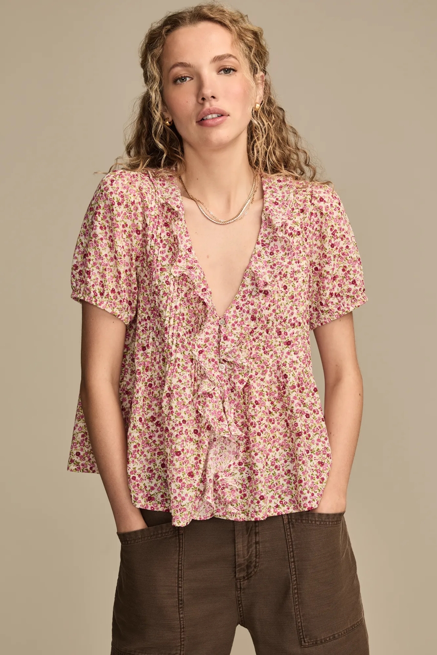PRINTED PINTUCK BLOUSE, image 2
