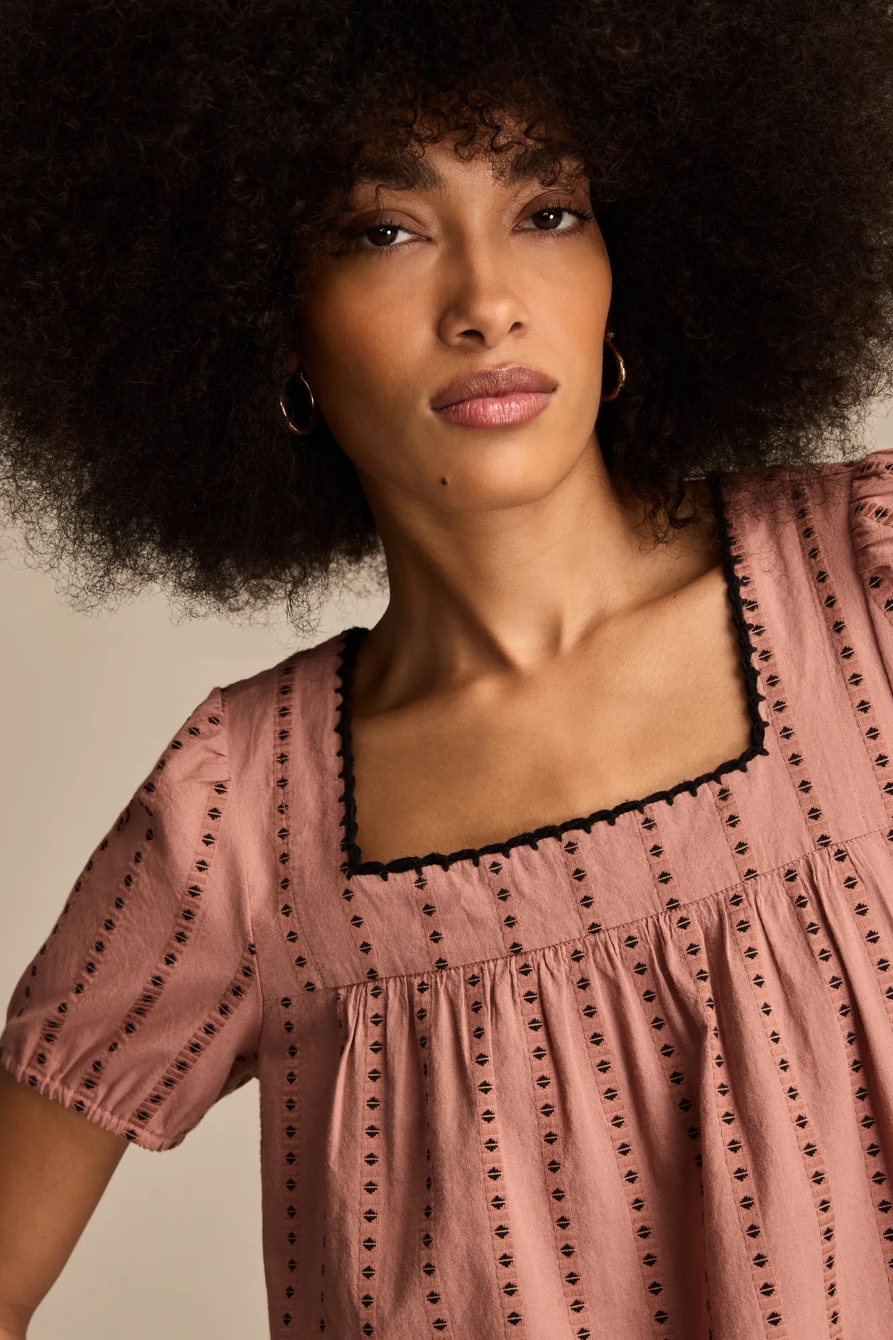 SHORT SLEEVE NOVELTY PEASANT TOP, image 2