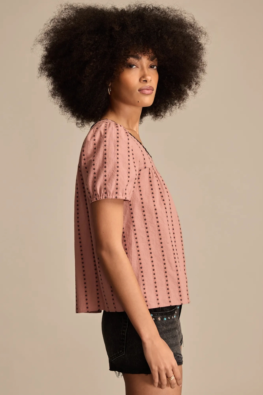 SHORT SLEEVE NOVELTY PEASANT TOP, image 4