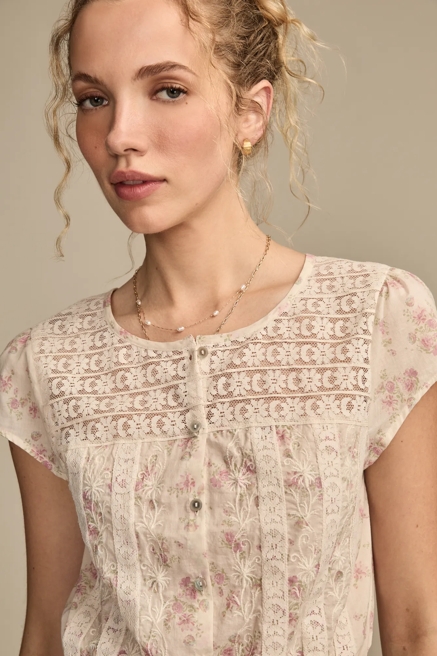 LACE INSET BUTTON THROUGH BLOUSE, image 2