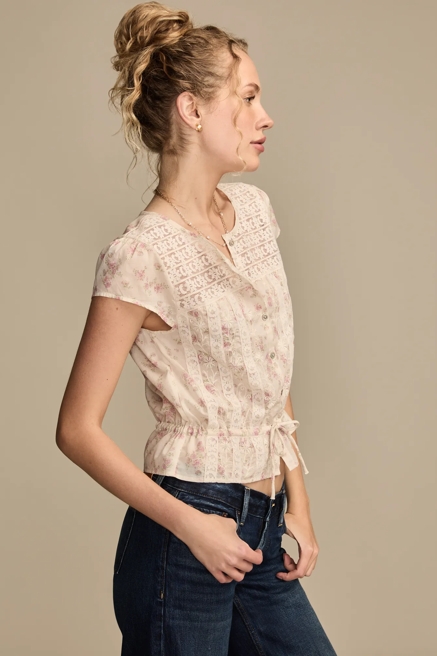 LACE INSET BUTTON THROUGH BLOUSE, image 4