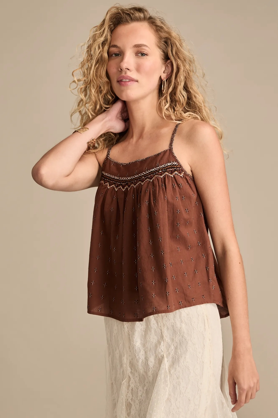 EMBROIDERED SQUARE NECK TANK, image 4