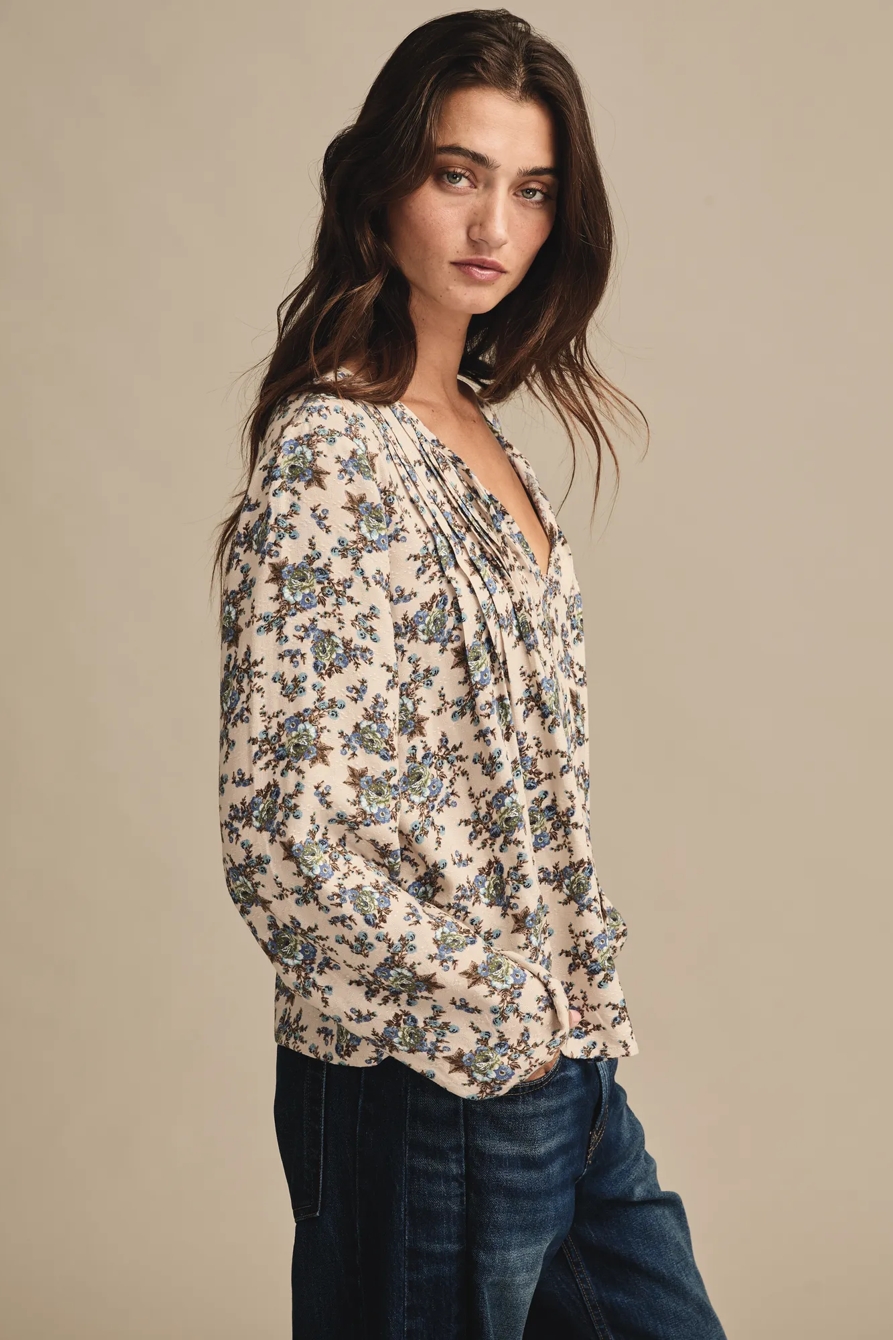 PINTUCK FLORAL PEASANT TOP, image 4