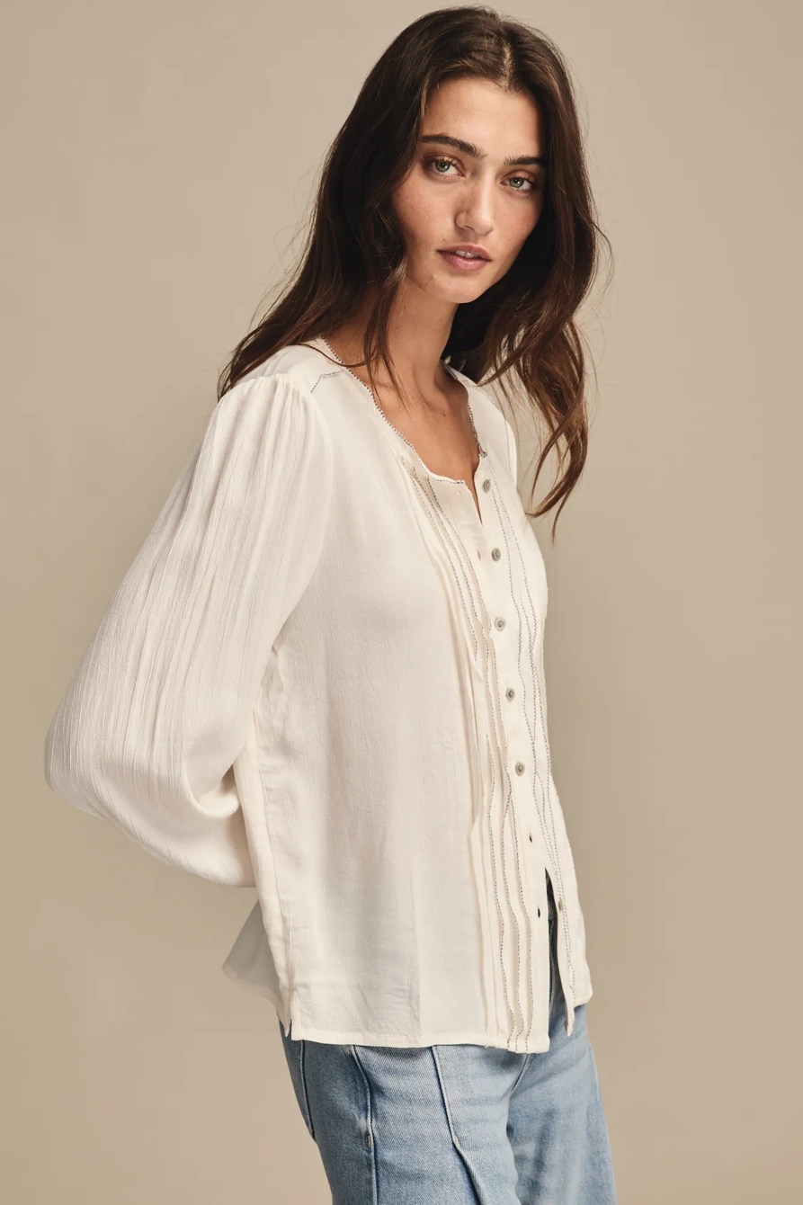 CONTRAST STITCH PEASANT TOP, image 4