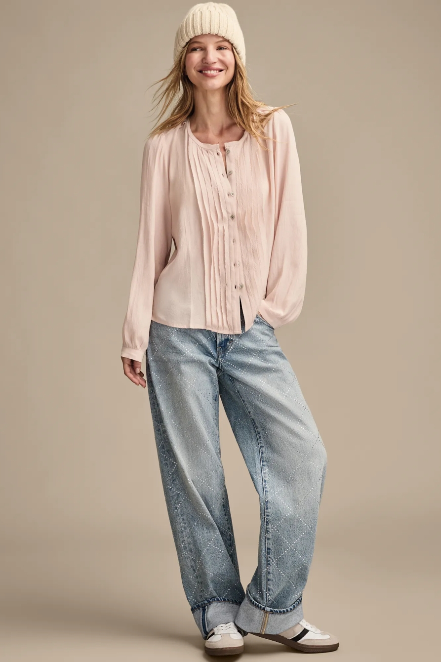 CONTRAST STITCH PEASANT TOP, image 5