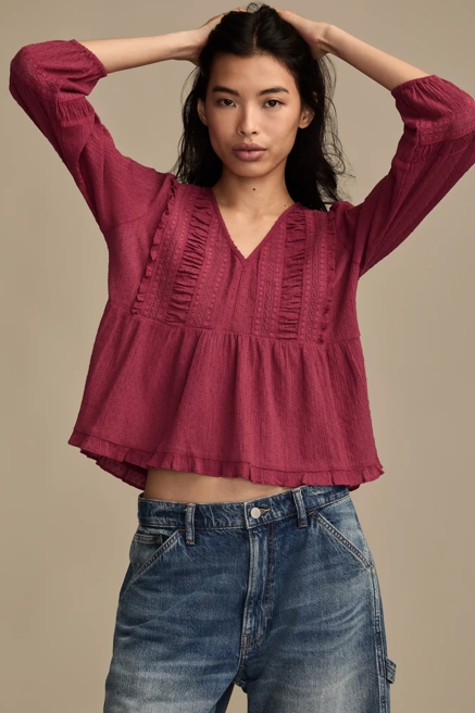 LONG SLEEVE PEPLUM TOP, image 1