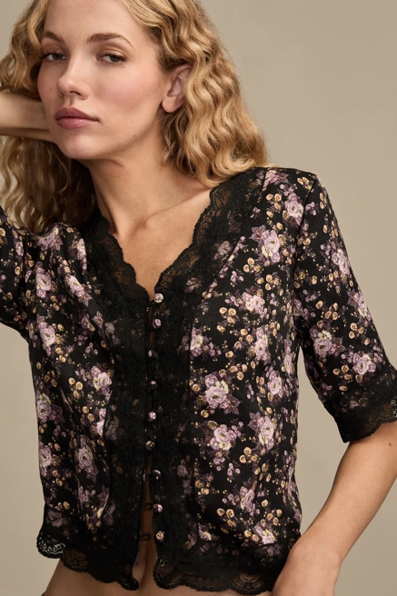FLORAL LACE TRIMMED TOP, image 1