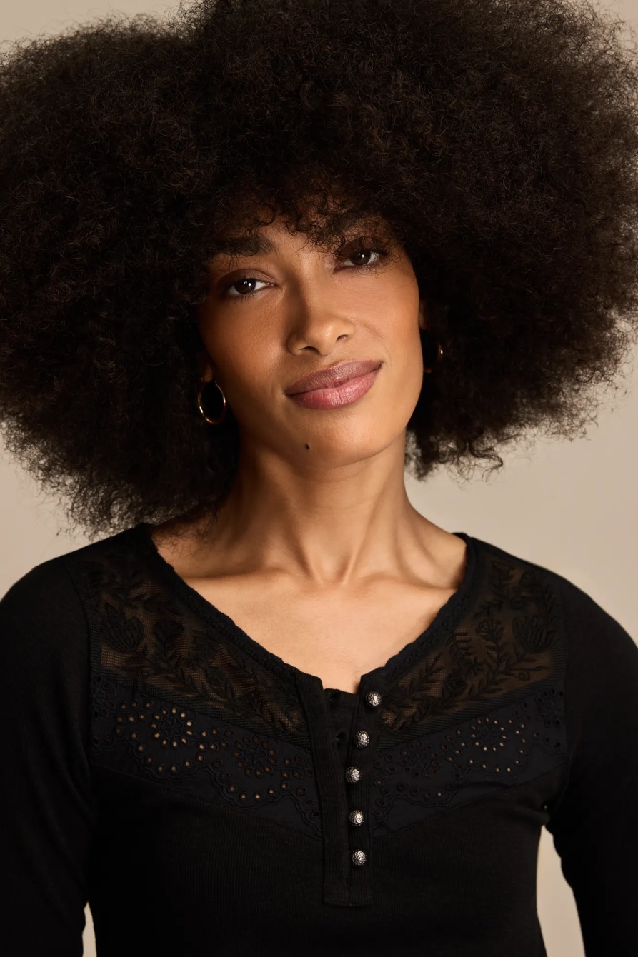 LACE YOKE HENLEY, image 2