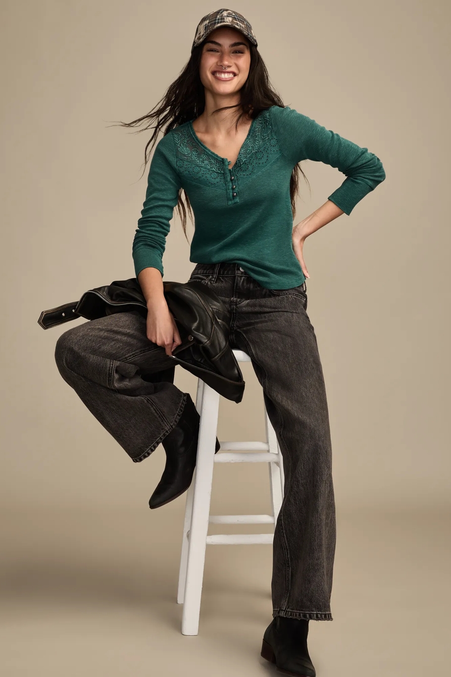 LACE YOKE HENLEY, image 2