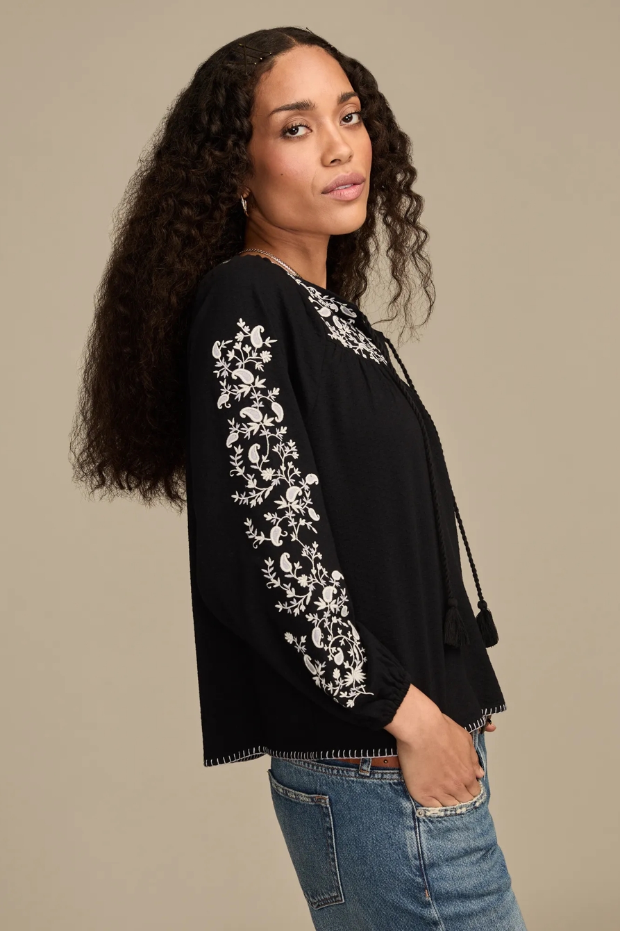 EMBROIDERED BUBBLE PEASANT TOP, image 4