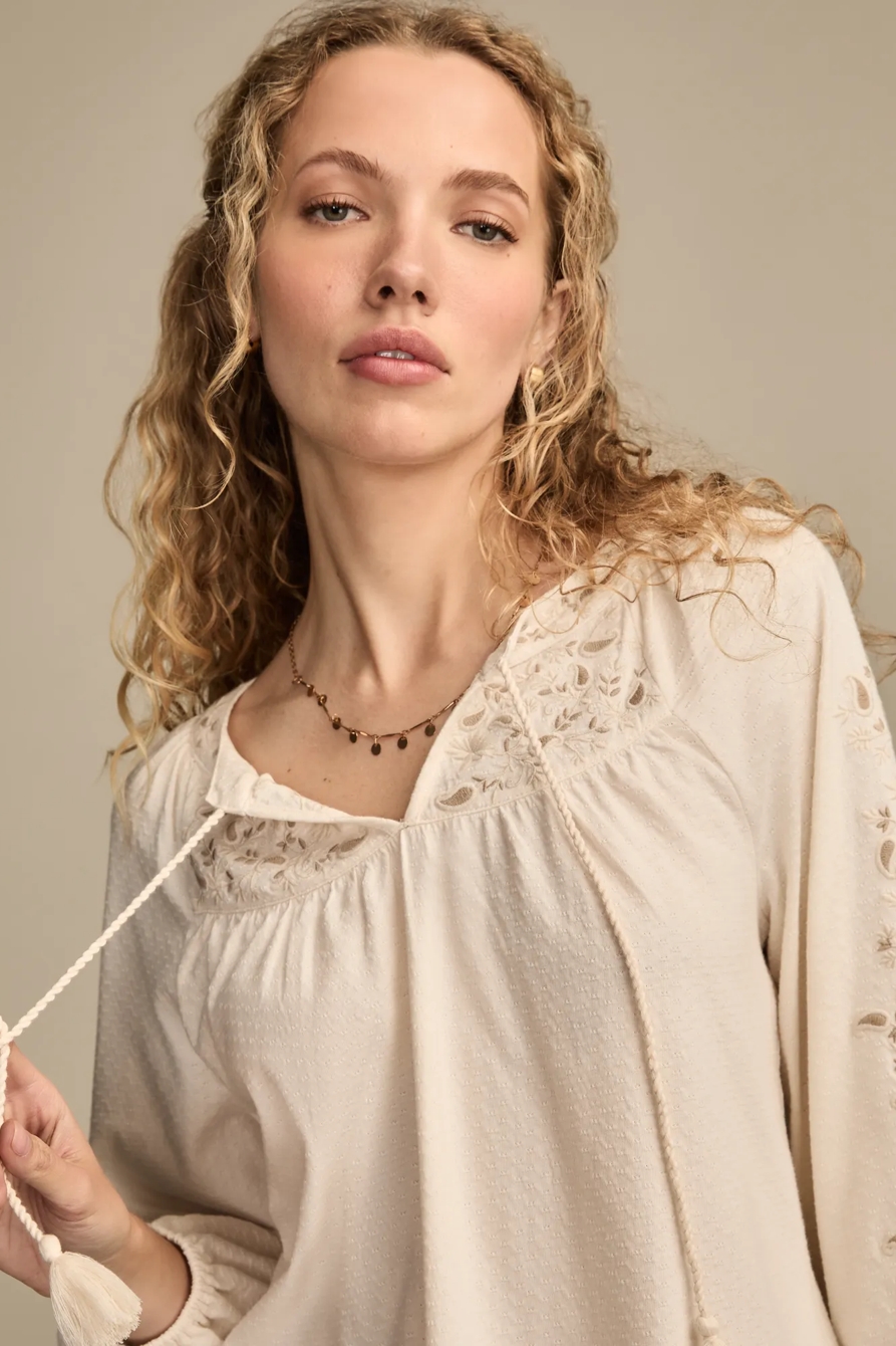 EMBROIDERED BUBBLE PEASANT TOP, image 2