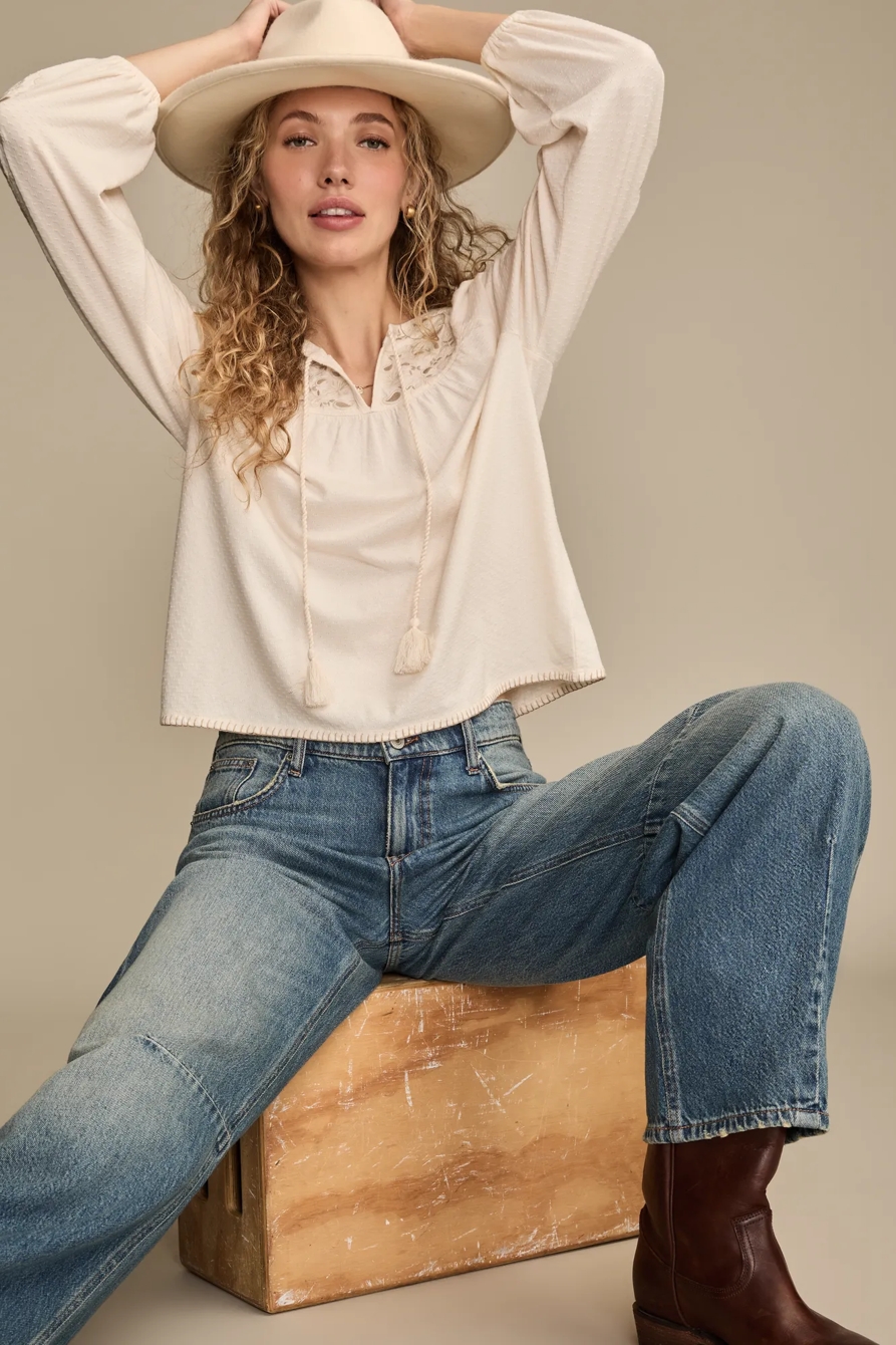 EMBROIDERED BUBBLE PEASANT TOP, image 5