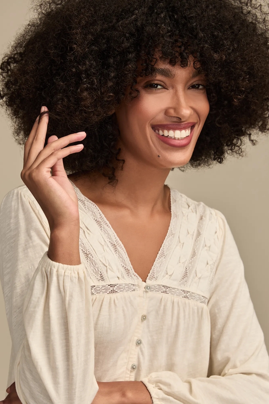 LACE YOKE PEASANT TOP, image 5