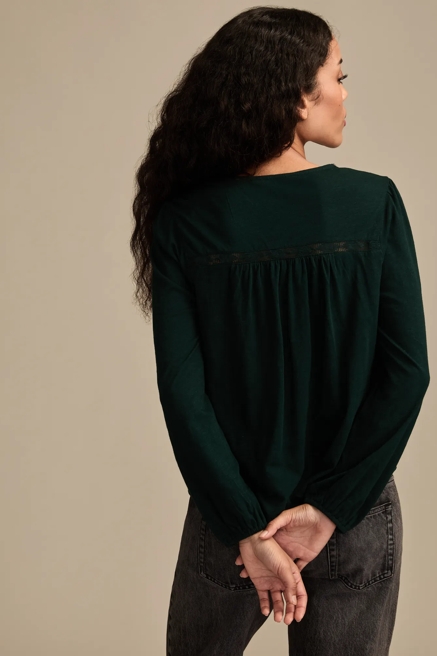LACE YOKE PEASANT TOP, image 3