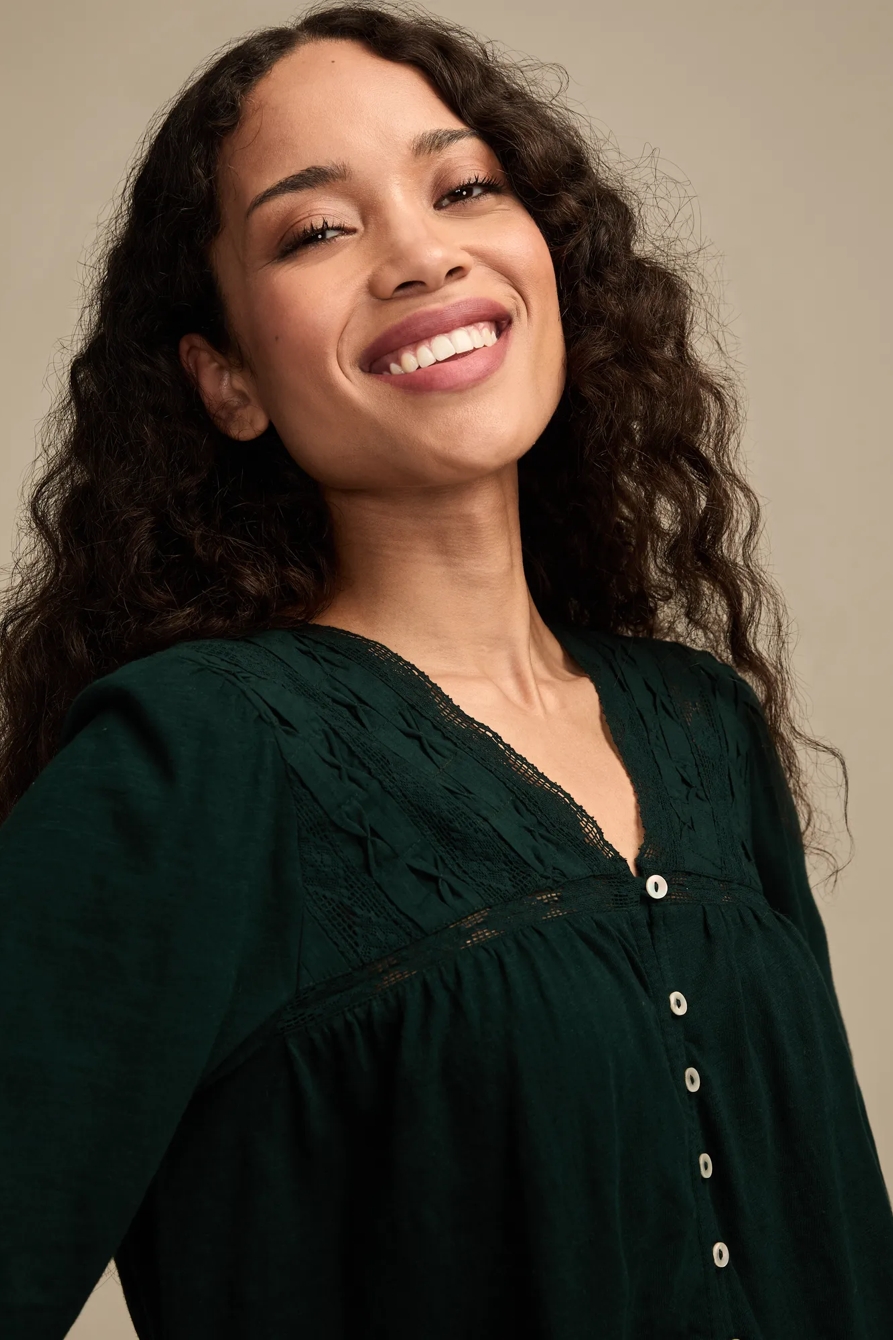 LACE YOKE PEASANT TOP, image 5