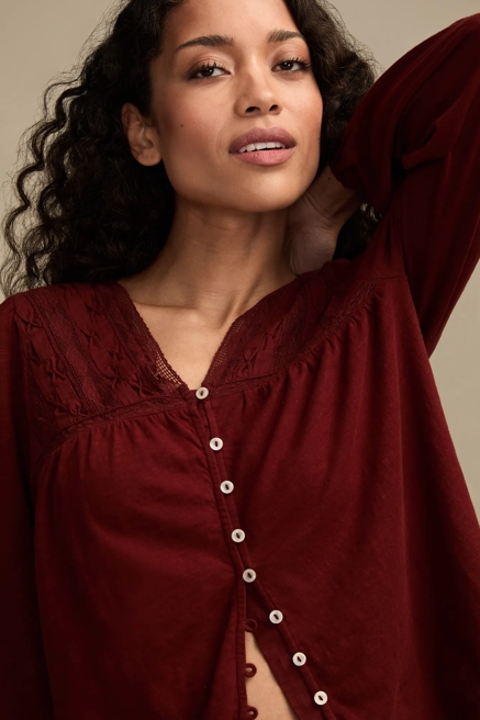 LACE YOKE PEASANT TOP, image 2