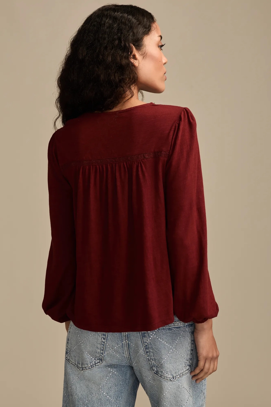 LACE YOKE PEASANT TOP, image 3