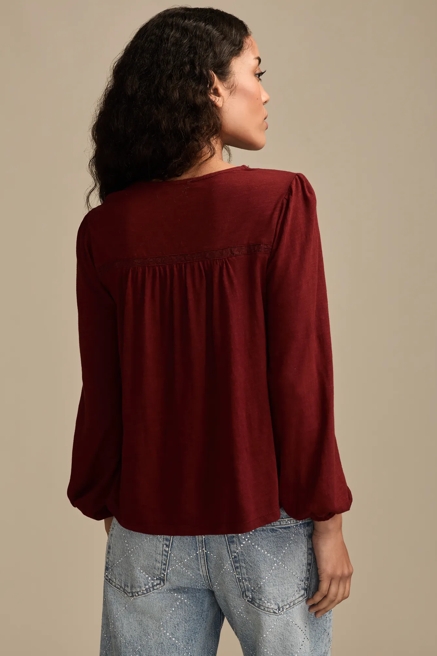 LACE YOKE PEASANT TOP, image 3