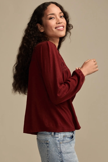 LACE YOKE PEASANT TOP, image 4