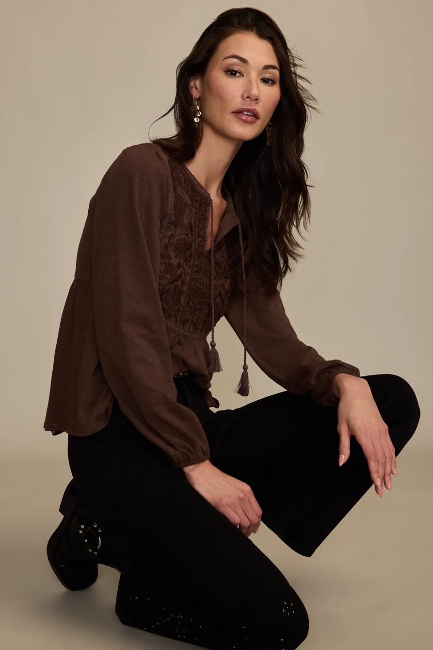 EMBROIDERED BIB PEASANT TOP, image 5