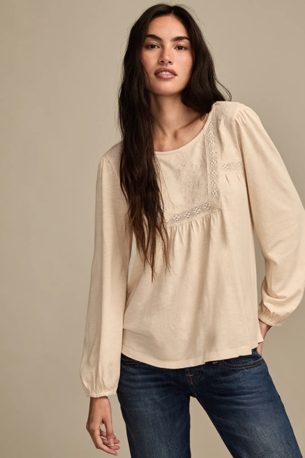 EMBROIDERED LONG SLEEVE TOP, image 1
