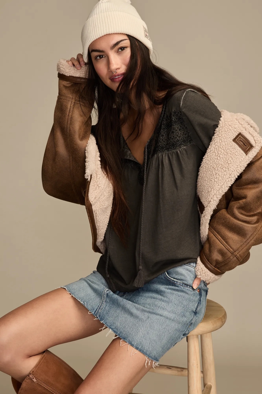 LONG SLEEVE PEASANT TOP, image 5