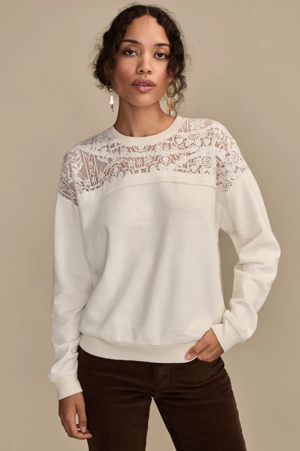 LACE MIXED CREW NECK, image 1