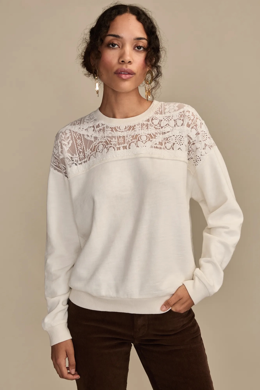 LACE MIXED CREW NECK, image 2