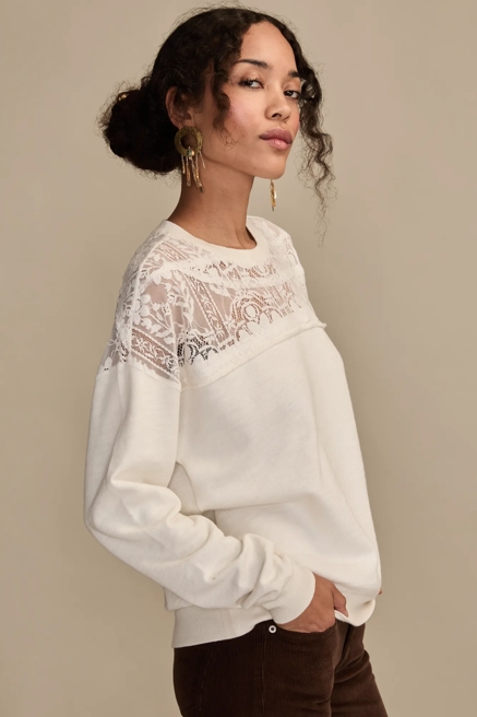 LACE MIXED CREW NECK, image 4