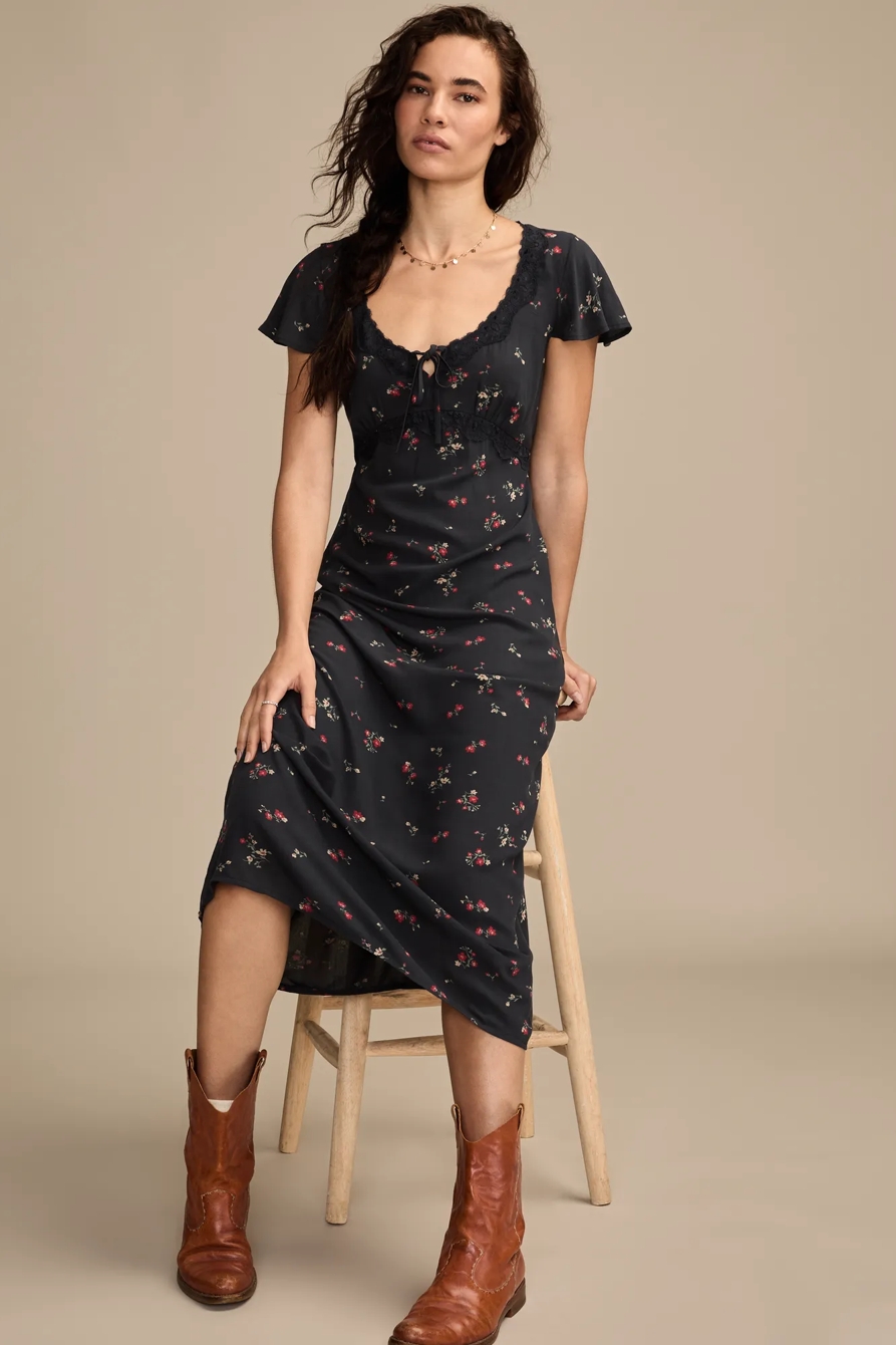 LACE TRIM MIDI SLIP DRESS, image 5