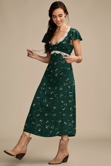 LACE TRIM MIDI SLIP DRESS, image 4