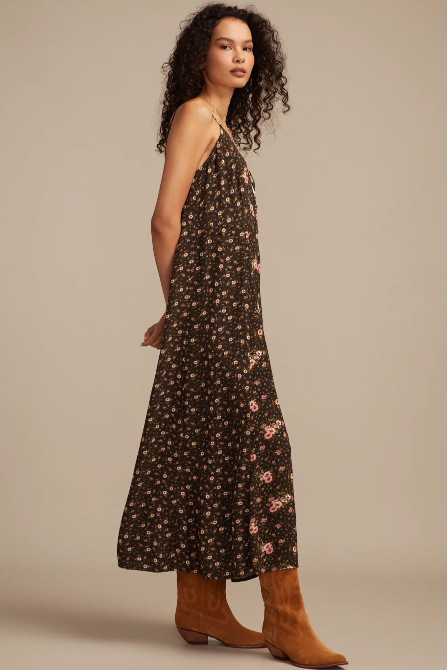 PRINT MIX BUTTON THROUGH MIDI DRESS, image 5