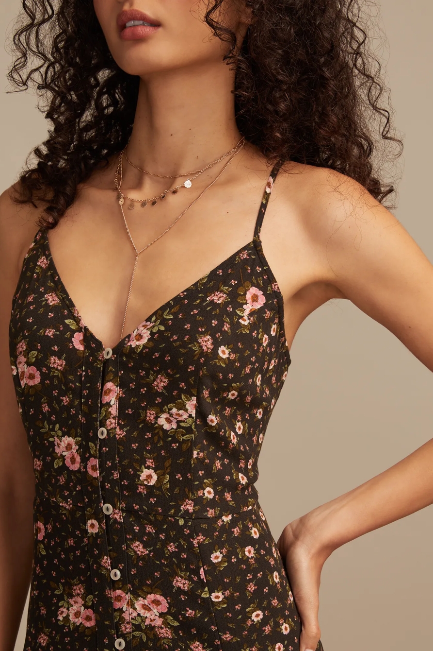 PRINT MIX BUTTON THROUGH MIDI DRESS, image 6