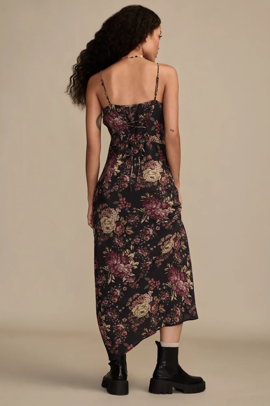 RUCHED PRINTED SLIP MIDI DRESS, image 3