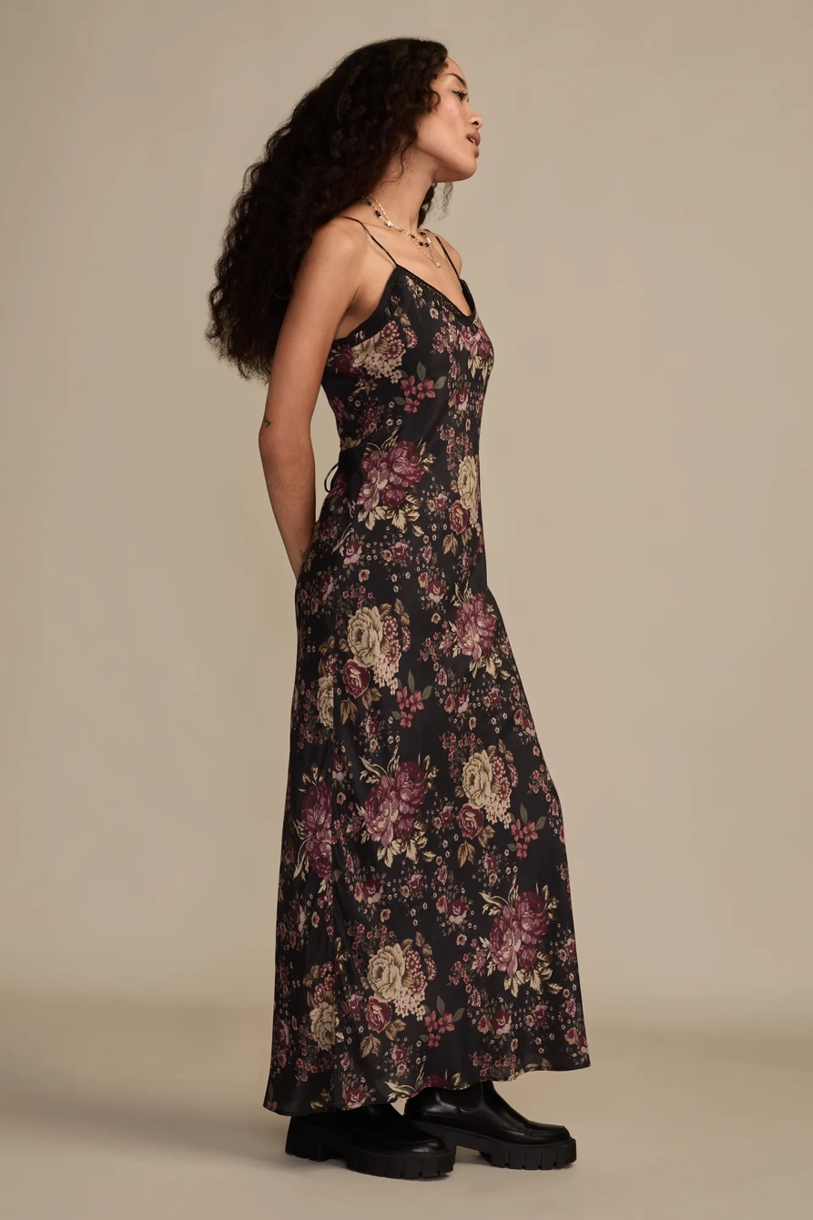 RUCHED PRINTED SLIP MIDI DRESS, image 4