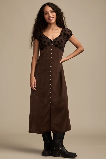 SIMONE VELVET BURNOUT MIDI DRESS, image 1