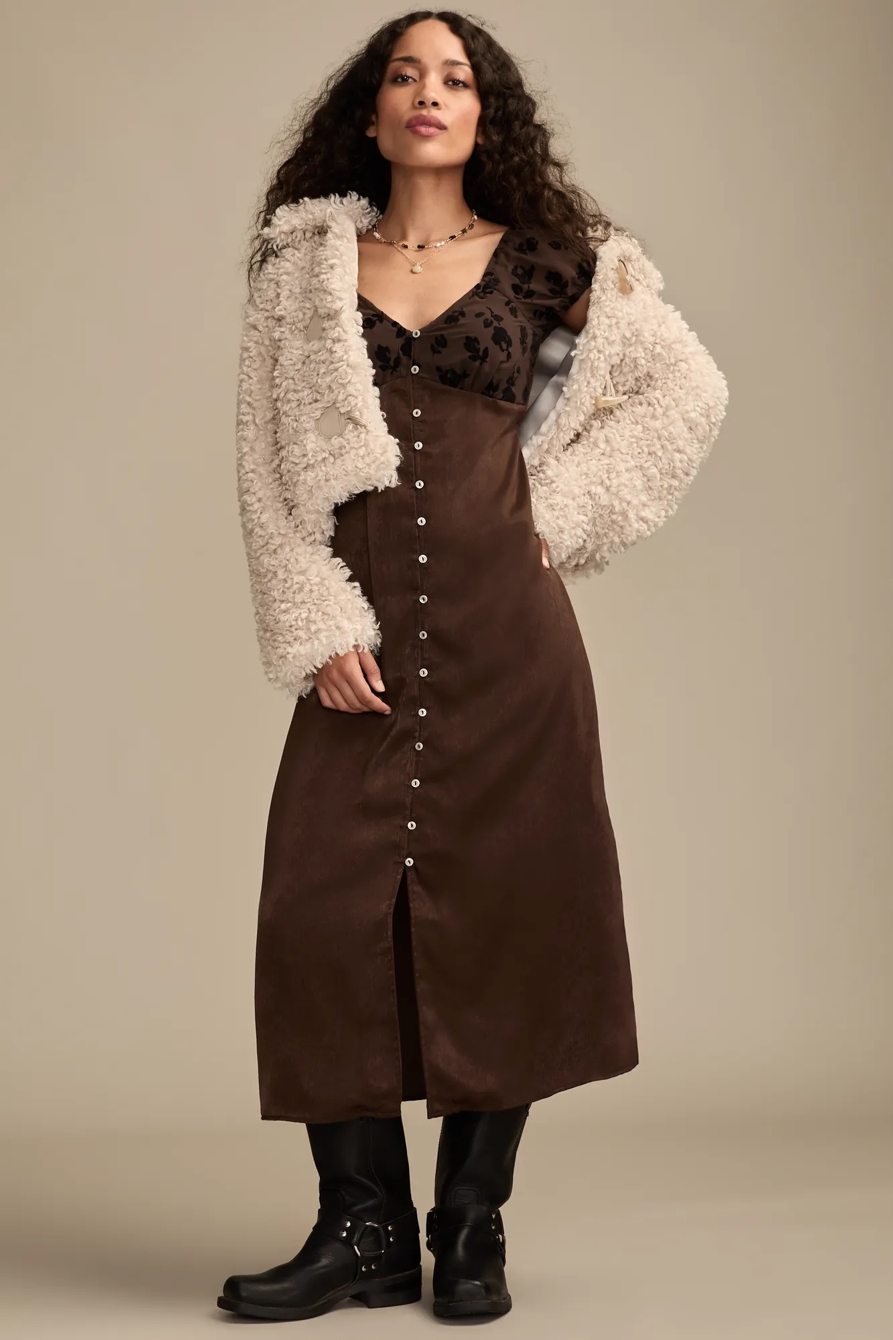 SIMONE VELVET BURNOUT MIDI DRESS, image 5