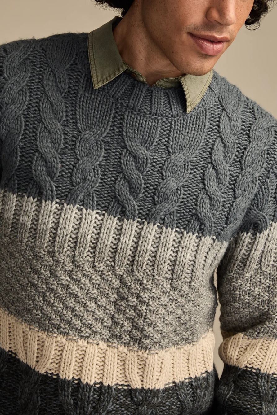 CABLE STRIPE CREW NECK, image 2