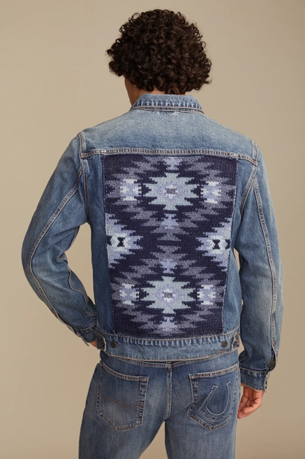 FRONTIER DENIM JACKET W/ SWEATER BACK PANEL, image 1